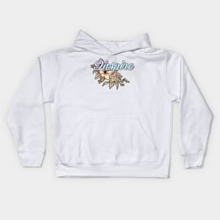 'Inspire' Floral Typography Design Kids Hoodie